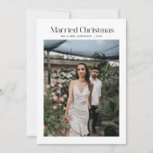 Minimal Married Christmas Photo Newlyweds シーズンカード (正面)