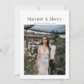 Minimal Married & Merry Christmas Photo Newlyweds シーズンカード (正面)