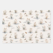 Minimal Marsh Grass Water Ripple Feather Pattern ラッピングペーパーシート (正面2)