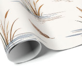 Minimal Marsh Grass Water Ripple Feather Pattern ラッピングペーパー (ロールコーナー)