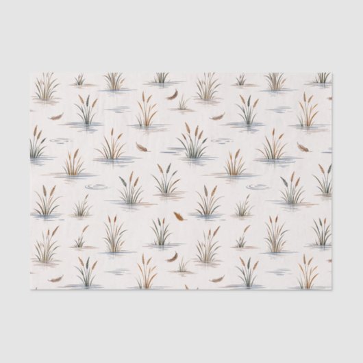 Minimal Marsh Grass Water Ripple Feather Pattern 薄葉紙 (正面)