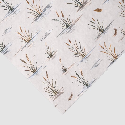 Minimal Marsh Grass Water Ripple Feather Pattern 薄葉紙 (詳細)