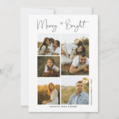 Minimal Merry and Bright Christmas Family 6 Photos シーズンカード (正面)