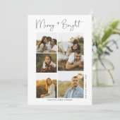 Minimal Merry and Bright Christmas Family 6 Photos シーズンカード (スタンド正面)