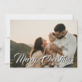 Minimal Merry Christmas Light Gray Photo Family シーズンカード (正面)