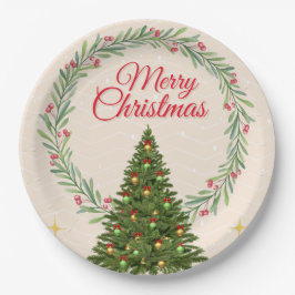 Minimal Merry Christmas Party Design ペーパープレート