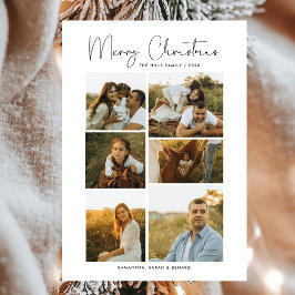 Minimal Merry Christmas Script Family 6 Photos シーズンカード
