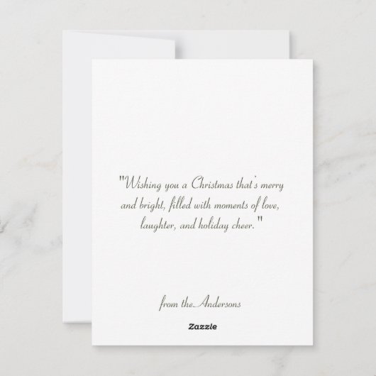 Minimal Merry Christmas Tree Greenery シーズンカード (裏面)