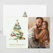 Minimal Merry Christmas Tree Photo Holiday Card シーズンカード (正面/裏面)