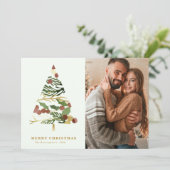 Minimal Merry Christmas Tree Photo Holiday Card シーズンカード (スタンド正面)