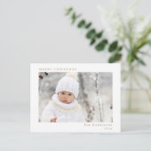 Minimal Merry Christmas White Gold Photo シーズンポストカード (スタンド正面)