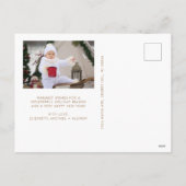 Minimal Merry Christmas White Gold Photo シーズンポストカード (裏面)