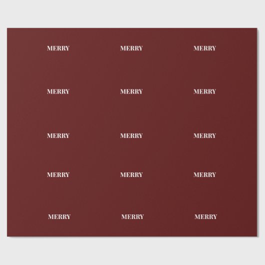 Minimal MERRY | Deep Red Holiday ラッピングペーパー (フラット)