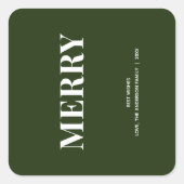 Minimal MERRY | Forest Green Holiday スクエアシール (正面)