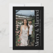 Minimal Merry & Married Christmas Photo Newlyweds シーズンカード (正面)