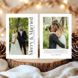 Minimal Merry & Married Christmas Photo Newlyweds シーズンカード