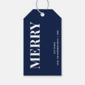 Minimal MERRY | Navy Blue Holiday ギフトタグ (正面)