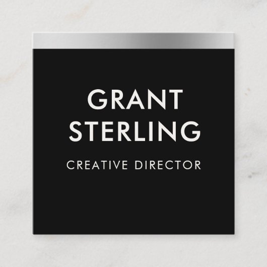 Minimal Metallic Black Gold QR Code Professional スクエア名刺 (正面)