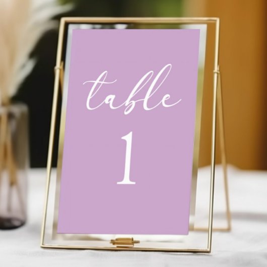 Minimal Minimalist Elegant Lilac Wedding テーブルナンバー