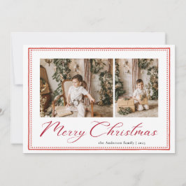 Minimal Minimalist Script Merry Christmas Photo シーズンカード