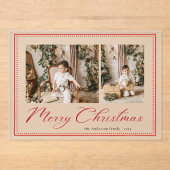 Minimal Minimalist Script Photo Christmas Card アクリル招待状 (正面)