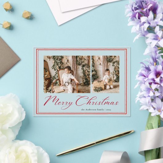 Minimal Minimalist Script  Photo Christmas Card アクリル招待状 (インサイチュ (ウェディング))