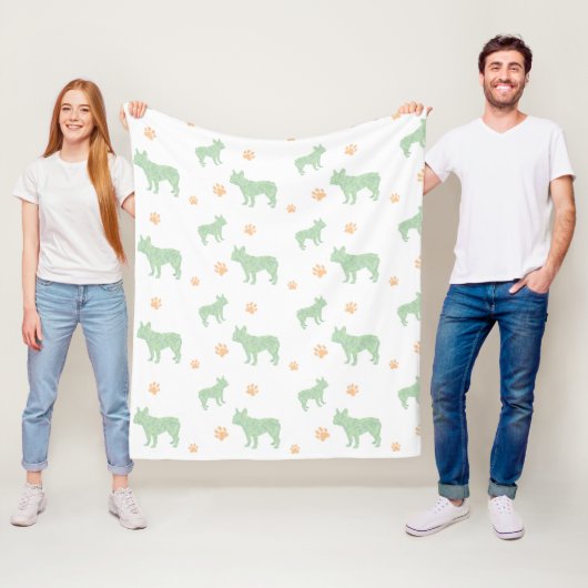 Minimal mint french bulldog Silhouette blanket  フリースブランケット (インサイチュ)
