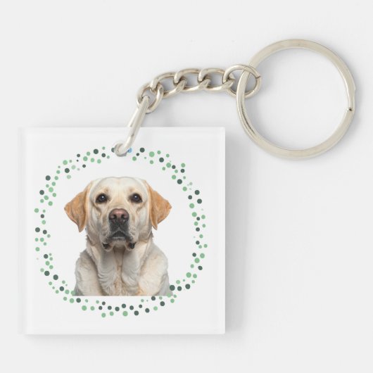 Minimal Mint Labrador | Custom Name & Photo キーホルダー (裏面)