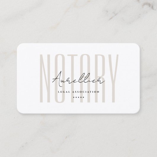 Minimal Mobile Notary Public Signing Agent Sand 名刺 (正面)