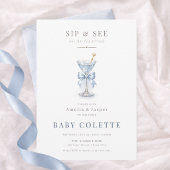 Minimal Modern A Tini One Blue Boy Sip & See 招待状