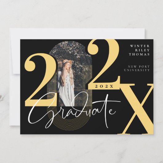 Minimal Modern Arch Photo Graduation Announcement 招待状 (正面)