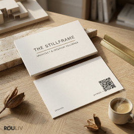 Minimal Modern Architect | QR Code Warm White 名刺