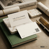 Minimal Modern Architect | QR Code Warm White 名刺