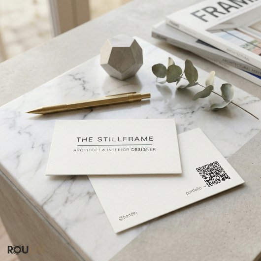 Minimal Modern Architect | QR Code Warm White 名刺