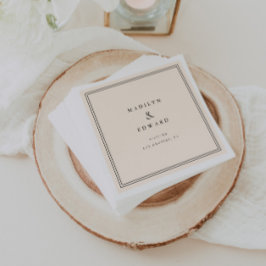 Minimal Modern Beige Bride Groom Names Wedding スタンダードカクテルナプキン