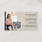 Minimal Modern Beige Stone texture Photo QR Code 名刺 (正面)