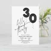 Minimal Modern Black White 30th Birthday 招待状 (スタンド正面)