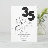 Minimal Modern Black White 35th Birthday 招待状 (スタンド正面)