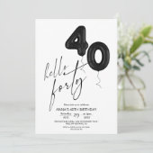 Minimal Modern Black White 40th Birthday 招待状 (スタンド正面)