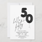 Minimal Modern Black White 50th Birthday 招待状 (正面)