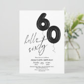 Minimal Modern Black White 60th Birthday  招待状 (スタンド正面)