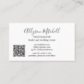 Minimal Modern Black White Photo QR Photography 名刺 (裏面)