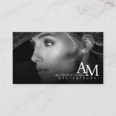 Minimal Modern Black White Photo QR Photography 名刺 (正面)