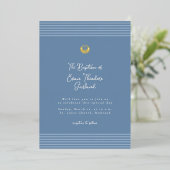 Minimal modern blue baptism Foil Invitation 箔招待状 (立ち正面)