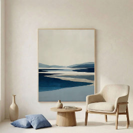 Minimal Modern Blue River Basin Abstract Wall Art ポスター