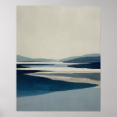 Minimal Modern Blue River Basin Abstract Wall Art ポスター (正面)