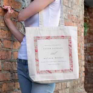 Minimal Modern Blush Paisley Typography Wedding トートバッグ