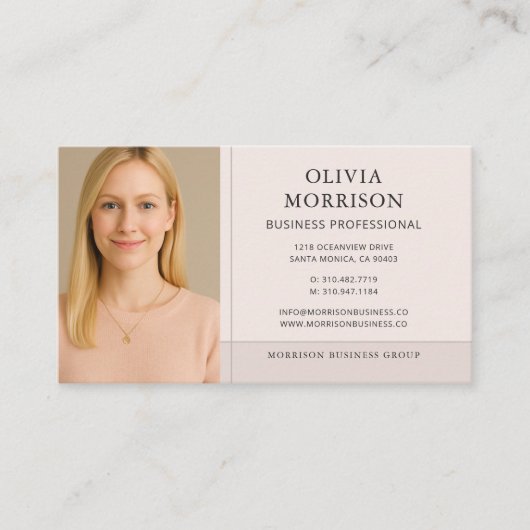 Minimal Modern Blush Pink Photo 名刺 (正面)