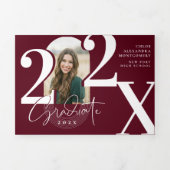 Minimal Modern Bold Graduation Year Arch Photo 三つ折り招待状 (カバー)