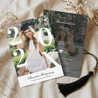 Minimal Modern Bold Graduation Year Photo Party 招待状